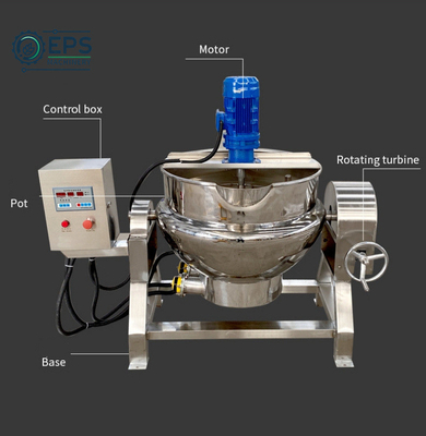 Industrial Steam/Gas/Electric Jacketed Cooking Kettle with Agitator and Timing Device